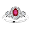 14K White Lab-Grown Ruby & 1/6 CTW Natural Diamond Ring