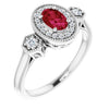 14K White Lab-Grown Ruby & 1/6 CTW Natural Diamond Ring