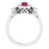 14K White Gold Oval Lab-Grown Ruby & 1/6 CTW Diamond Ring