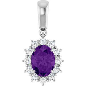 Natural Amethyst And 1/3 Ctw Natural Diamond Pendant