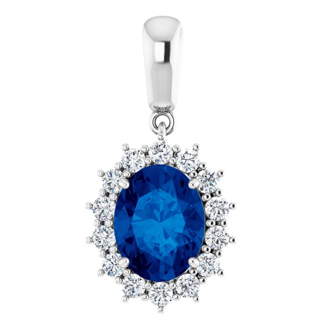 14K Gold Lab-Grown Blue Sapphire And Natural Diamond Necklace