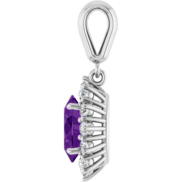 Natural Amethyst And 1/3 Ctw Natural Diamond Pendant