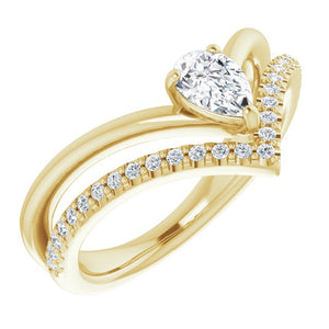 14K Gold Natural Aquamarine And Natural Diamond Negative Space Ring