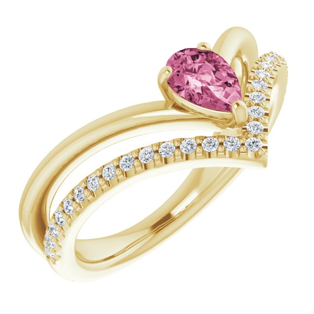 14K Gold Natural Aquamarine And Natural Diamond Negative Space Ring