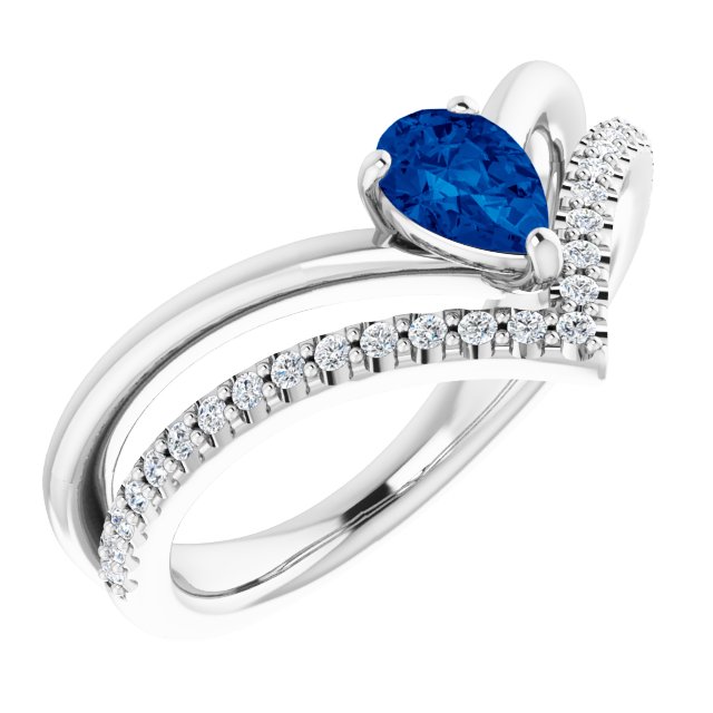 14K Gold Natural Aquamarine And Natural Diamond Negative Space Ring