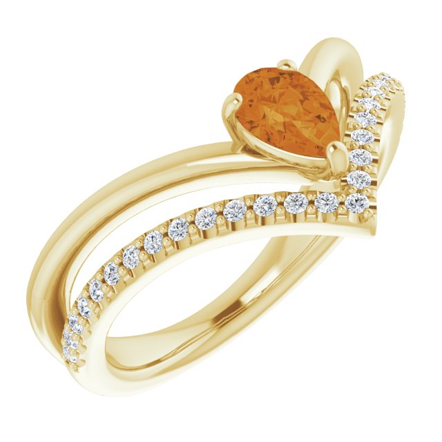 14K Gold Natural Aquamarine And Natural Diamond Negative Space Ring