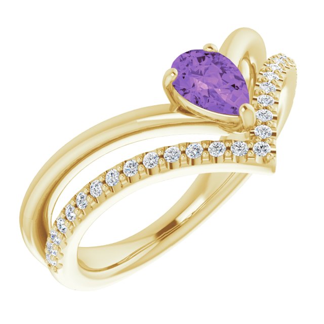 14K Gold Natural Aquamarine And Natural Diamond Negative Space Ring