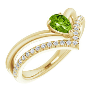14K Gold Natural Aquamarine And Natural Diamond Negative Space Ring