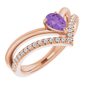 14K Gold Natural Aquamarine And Natural Diamond Negative Space Ring