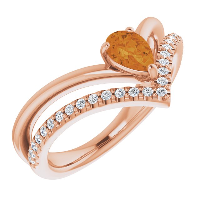 14K Gold Natural Aquamarine And Natural Diamond Negative Space Ring