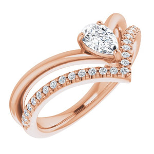 14K Gold Natural Aquamarine And Natural Diamond Negative Space Ring