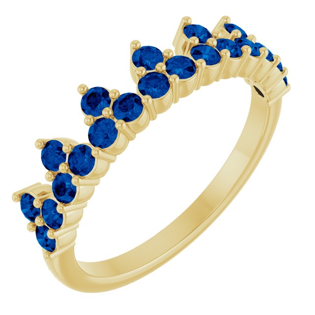 14K Gold Natural Aquamarine Crown Ring