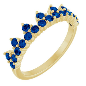 14K Gold Natural Aquamarine Crown Ring