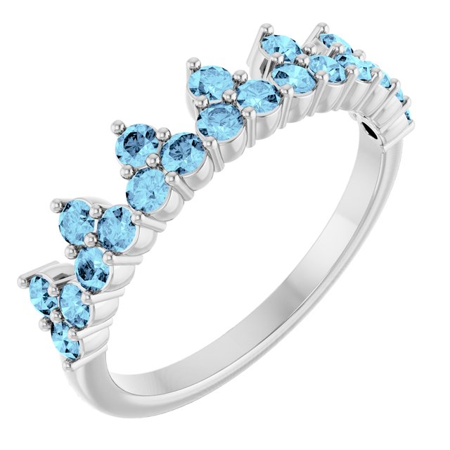 14K Gold Natural Aquamarine Crown Ring