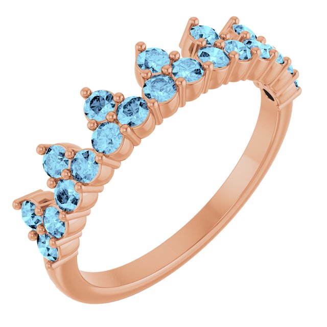 14K Gold Natural Aquamarine Crown Ring