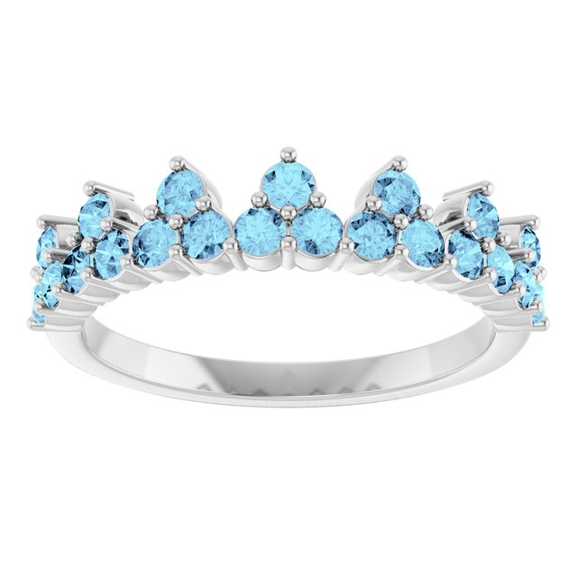 14K Gold Natural Aquamarine Crown Ring