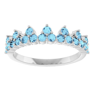 14K Gold Natural Aquamarine Crown Ring