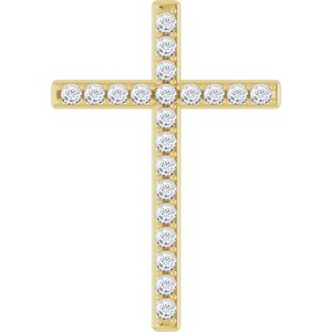 14K Yellow Gold 1 CTW Natural Diamond Cross Pendant - Elegant Design