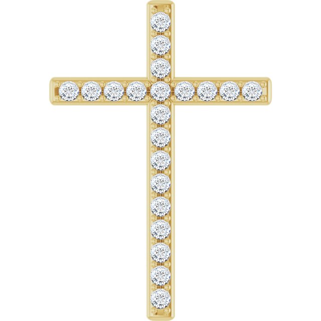 14K Yellow 1 CTW Natural Diamond Cross Pendant