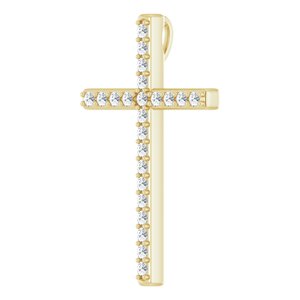 14K Yellow Gold 1 CTW Natural Diamond Cross Pendant - Elegant Design