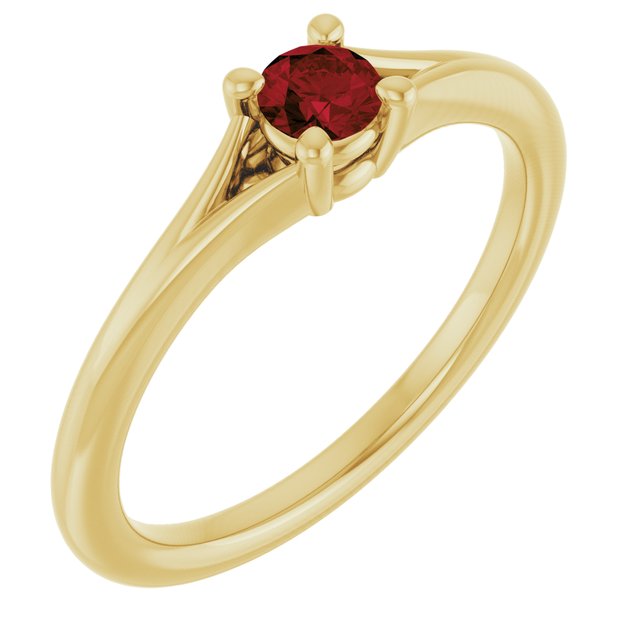 14K Gold Natural Mozambique Garnet Youth Ring