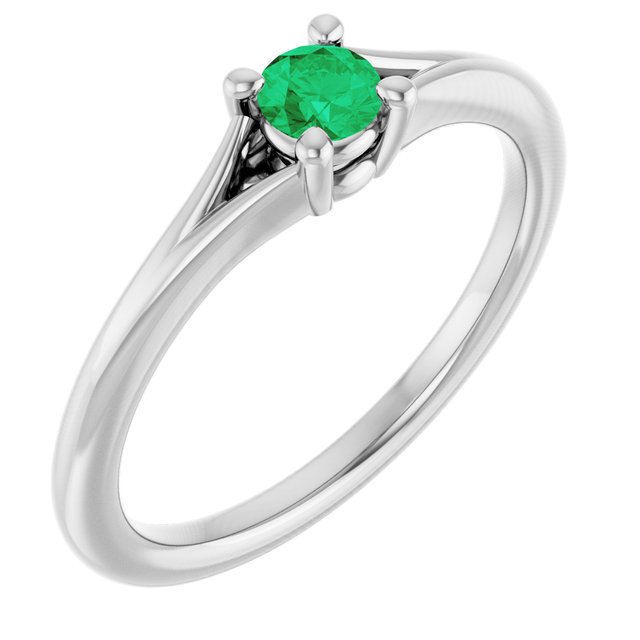 Lab-Grown Emerald and Gemstone Youth Ring Crafted in 14K Gold, Silver & Platinum