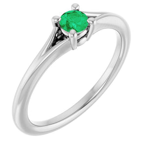 Lab-Grown Emerald and Gemstone Youth Ring Crafted in 14K Gold, Silver & Platinum