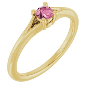 Natural Mozambique Garnet Youth Ring with Round Cut Stones Crafted in 14K Gold, Platinum & More