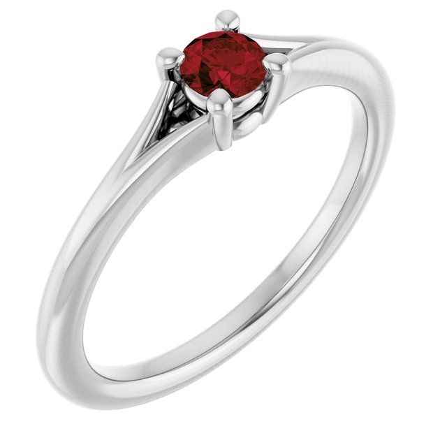 Natural Mozambique Garnet Youth Ring with Round Cut Stones Crafted in 14K Gold, Platinum & More