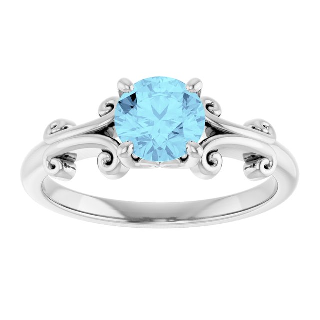 14K Gold & Platinum Natural Aquamarine Ring - Options Available