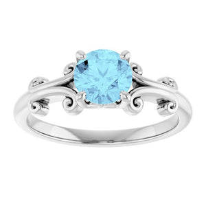 14K Gold & Platinum Natural Aquamarine Ring - Options Available