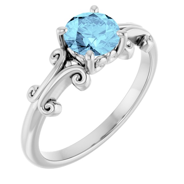 14K Gold & Platinum Natural Aquamarine Ring - Options Available