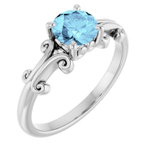 14K Gold & Platinum Natural Aquamarine Ring - Options Available