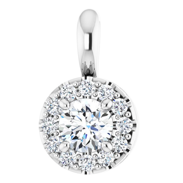 14K White 3/8 CTW Natural Diamond Pendant