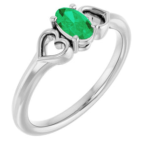 Lab-Grown Emerald Youth Heart Ring