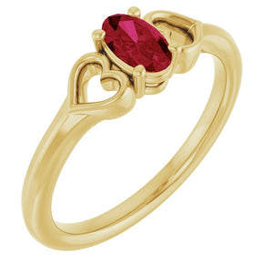 14K Gold Natural Mozambique Garnet Youth Heart Ring