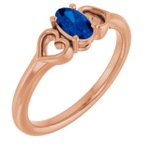 14K Gold Natural Mozambique Garnet Youth Heart Ring
