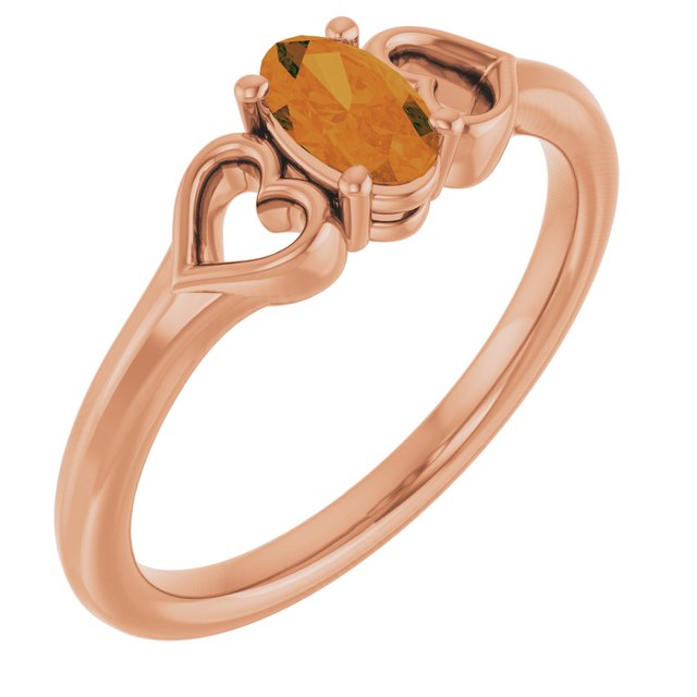 14K Gold Natural Mozambique Garnet Youth Heart Ring