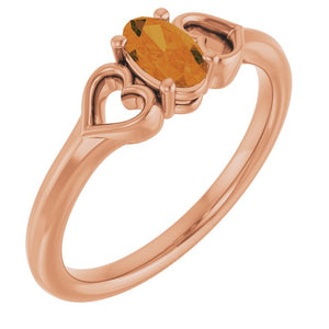 14K Gold Natural Mozambique Garnet Youth Heart Ring