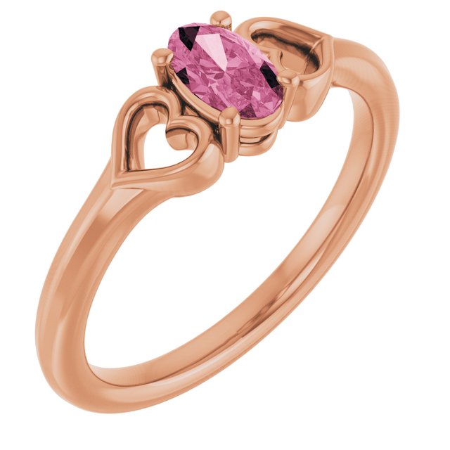 14K Gold Natural Mozambique Garnet Youth Heart Ring