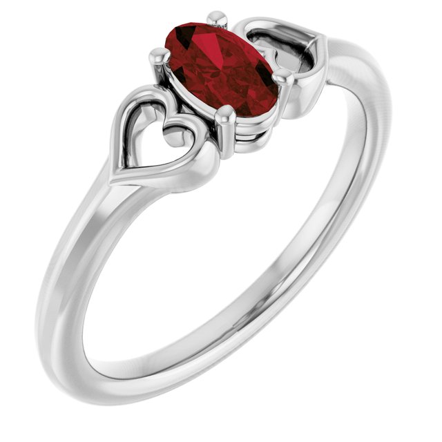 14K Gold Natural Mozambique Garnet Youth Heart Ring