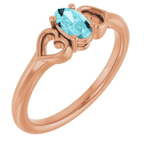 14K Gold Natural Mozambique Garnet Youth Heart Ring