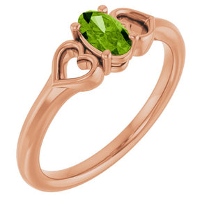 14K Gold Natural Mozambique Garnet Youth Heart Ring