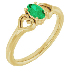 Lab-Grown Emerald Youth Heart Ring
