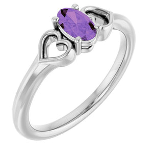 14K Gold Natural Mozambique Garnet Youth Heart Ring