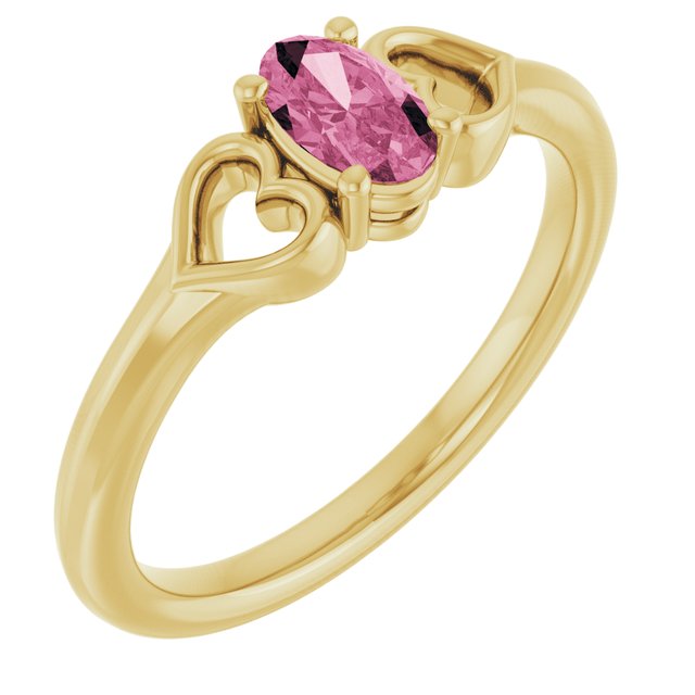 14K Gold Natural Mozambique Garnet Youth Heart Ring