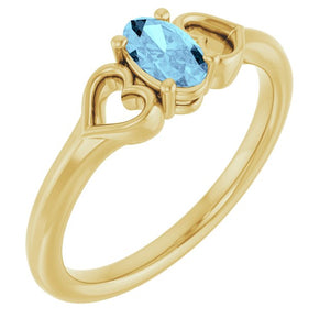 14K Gold Natural Mozambique Garnet Youth Heart Ring
