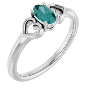 Lab-Grown Emerald Youth Heart Ring