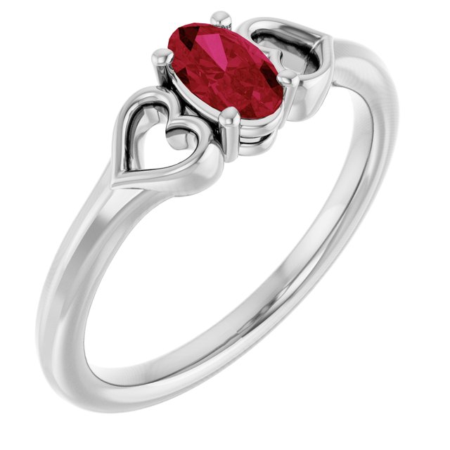 14K Gold Natural Mozambique Garnet Youth Heart Ring