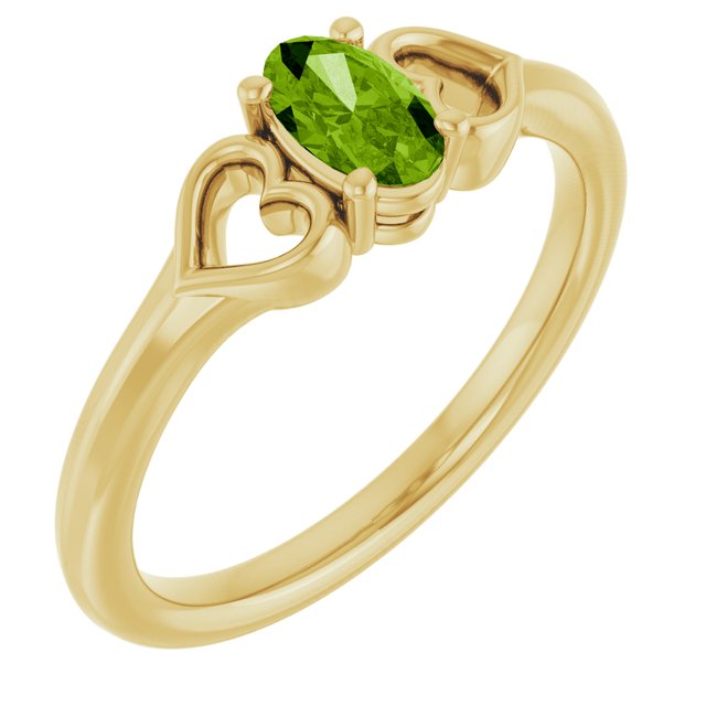 14K Gold Natural Mozambique Garnet Youth Heart Ring